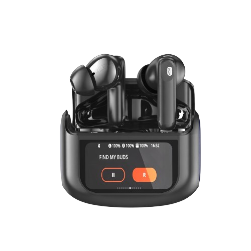 Aviks Ultra premium earbuds with smart touchscreen case